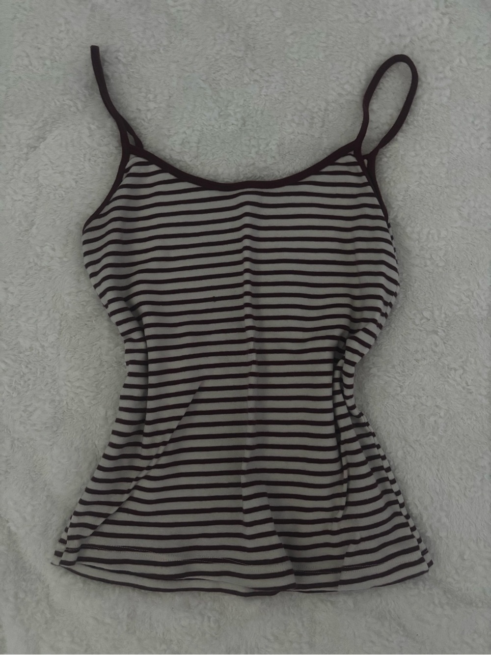 Brandy Melville Brown and White Striped Spaghetti Strap Tank